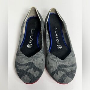 Rothy's The Flat Retired Gray Camo Red Bottom Round Toe Ballet Flats Size 7